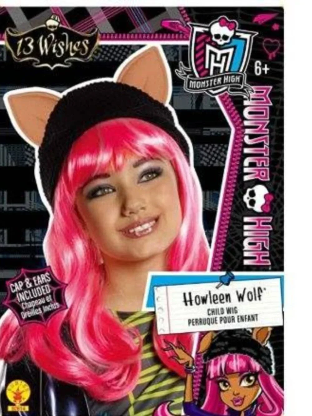 Monster High Howleen Wolf Wig w/ Hat & Ears Halloween Costume Accessory Girls